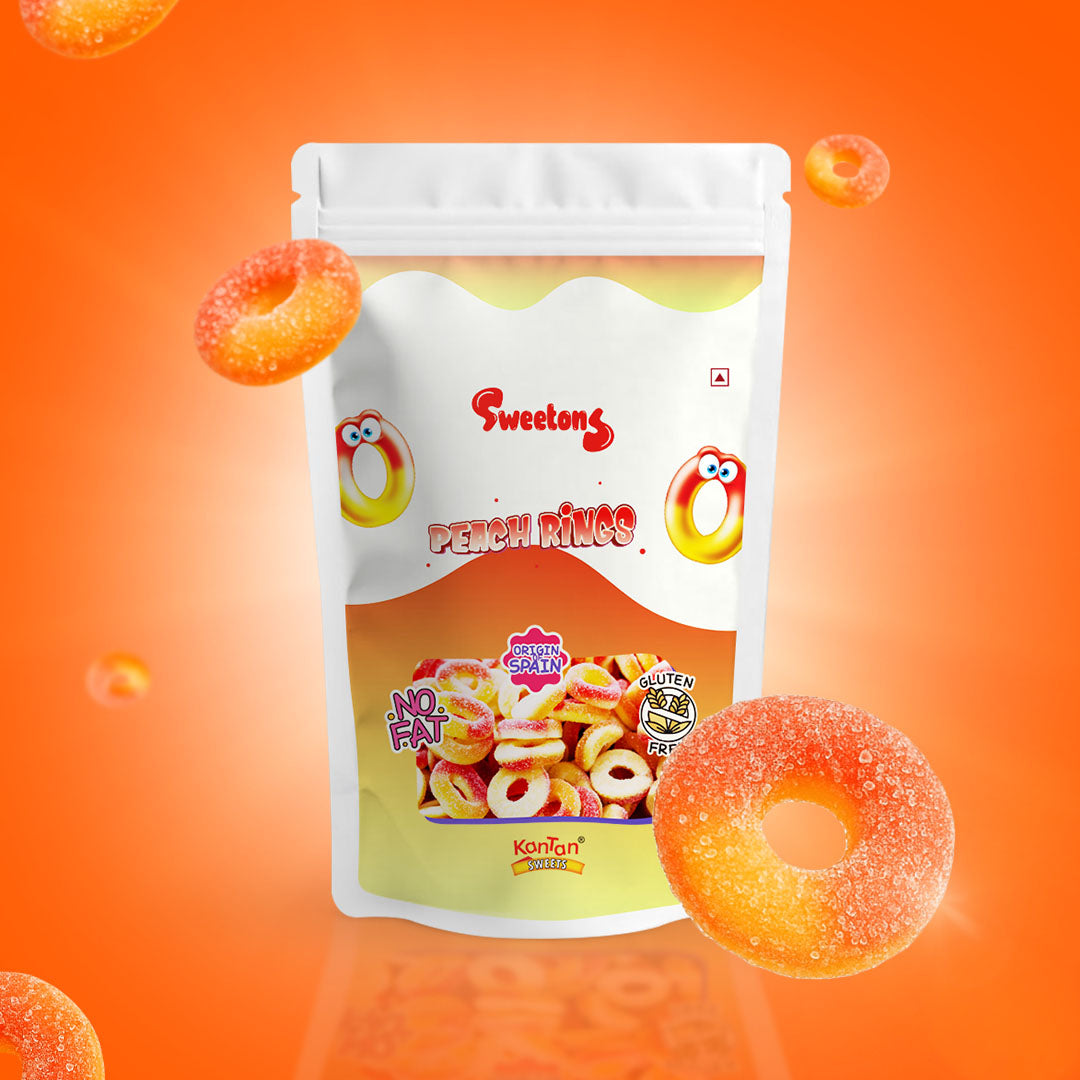 Sweetons Sour Peach Rings Candy Pack of 3 (50gm Each)