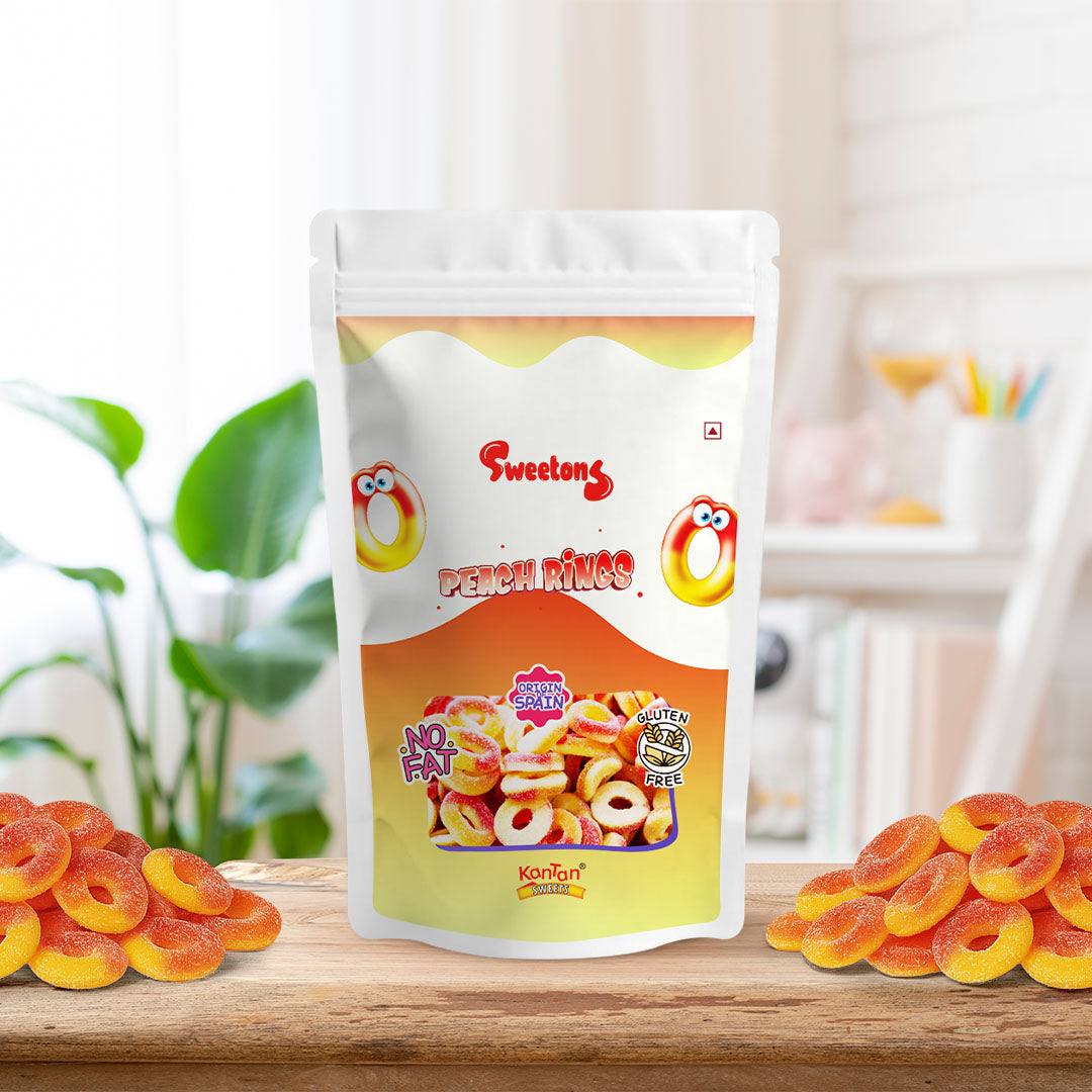 Sweetons Sour Peach Rings Candy Pack of 3 (50gm Each)