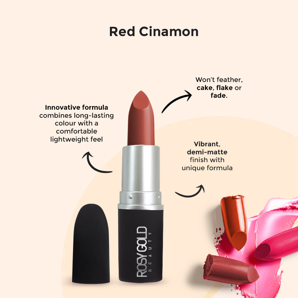 Rosy Gold Red Cinamon Matte Lipstick