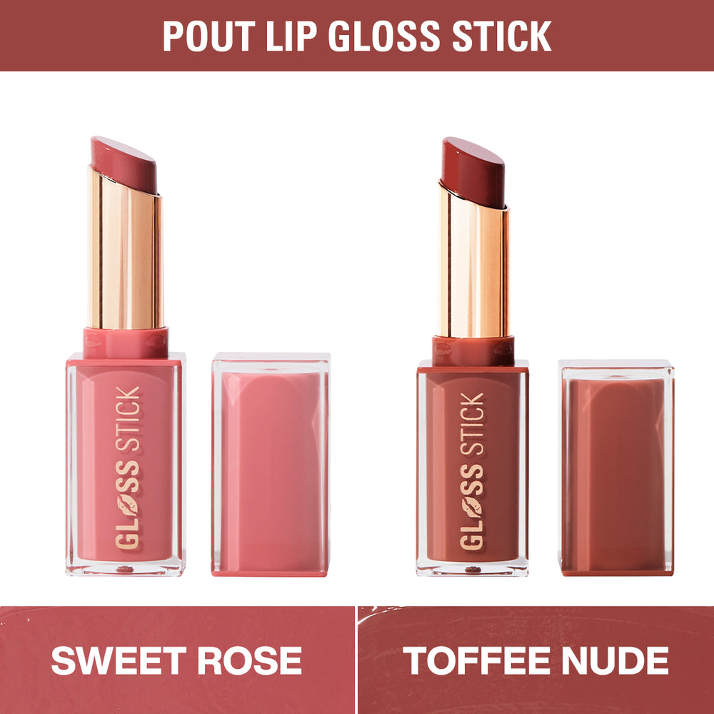 Revolution Pout Lip Gloss Stick  - Sweet Rose & Toffee Nude