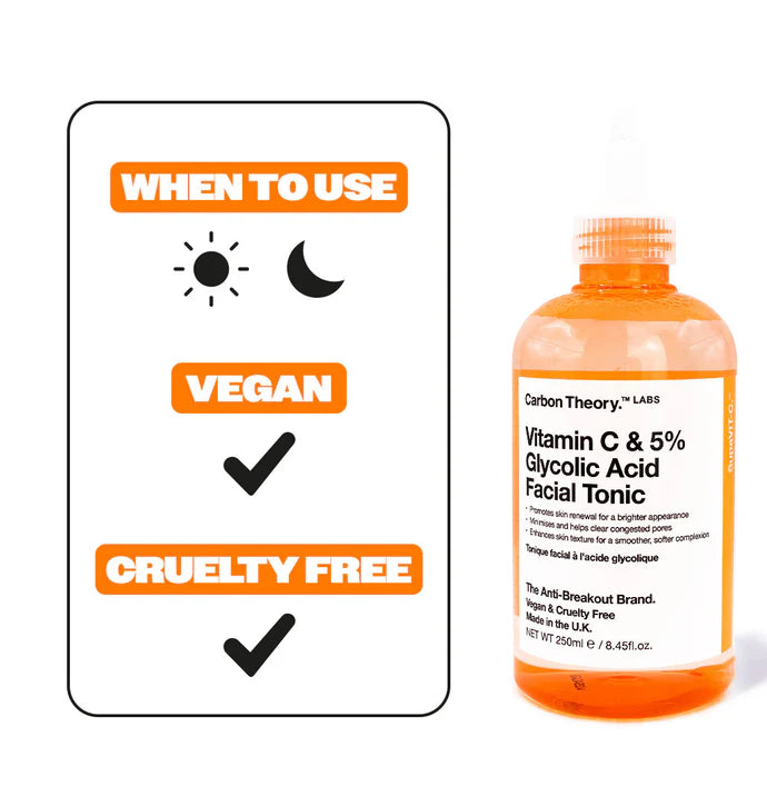 Carbon Theory Vitamin C & 5% Glycolic Acid Facial Tonic 250 ml