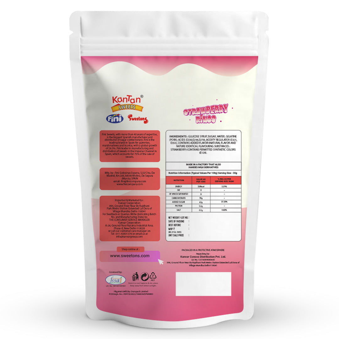 Sweetons Sour Strawberry Rings candy, Pack of 3 (50gm Each)