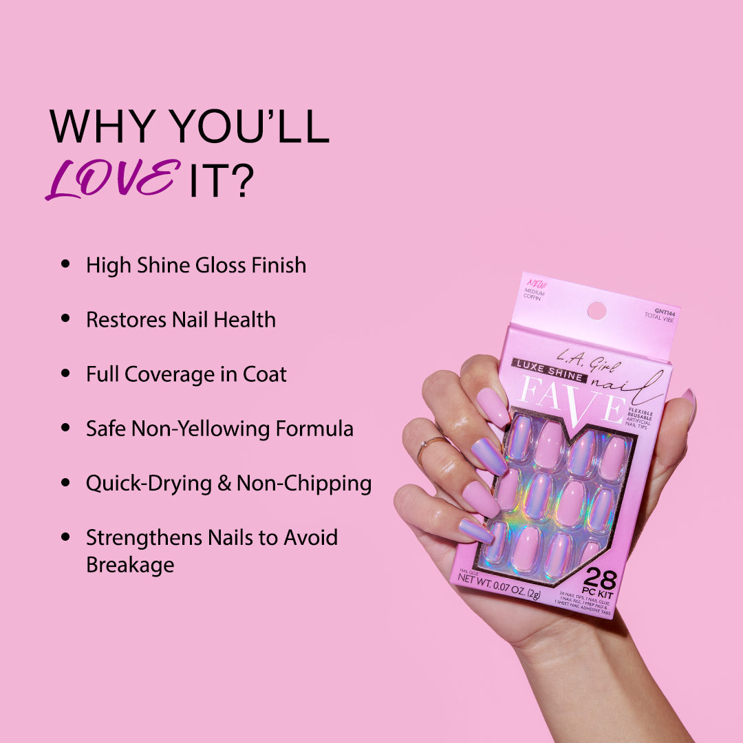 L.A. Girl Luxe Shine Nail Fave Artificial Nail Tips - 28 Pc Kit