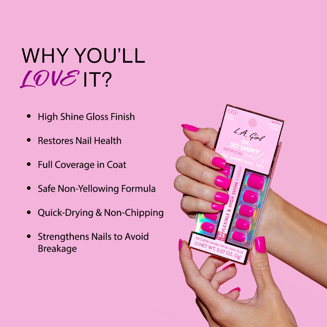 L.A. Girl Oh So Shiny Artificial Nail Tips - 25 Pc Kit