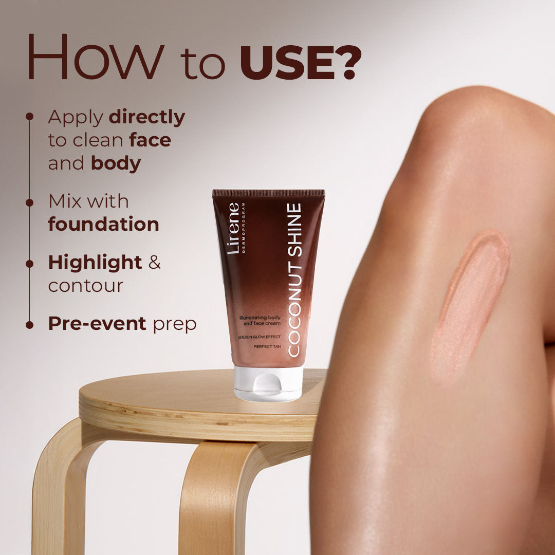 Lirene PERFECT TAN Golden Body & Face Cream Coconut Shine 150ml – Radiant Tan & Deep Hydration