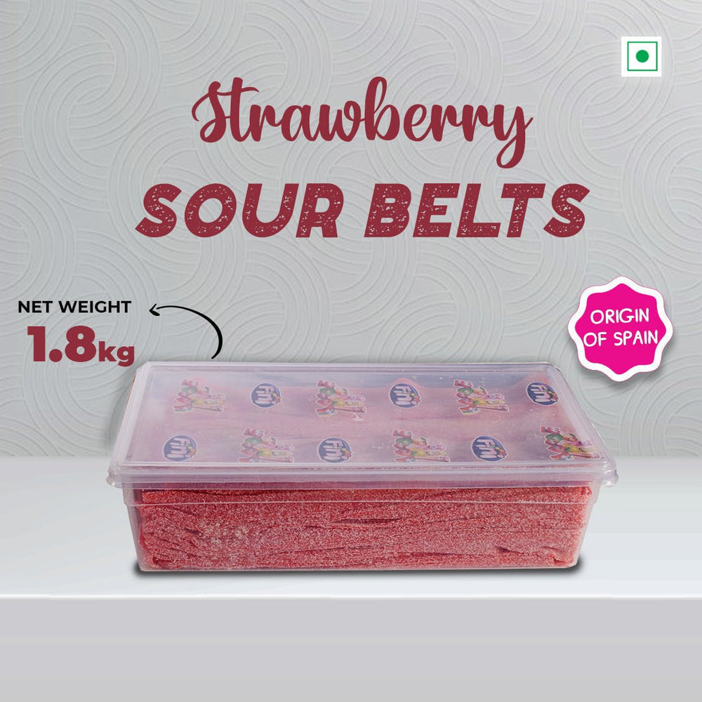 Fini Sour Strawberry Belts - 1.8 Kg - Fizzy Candies